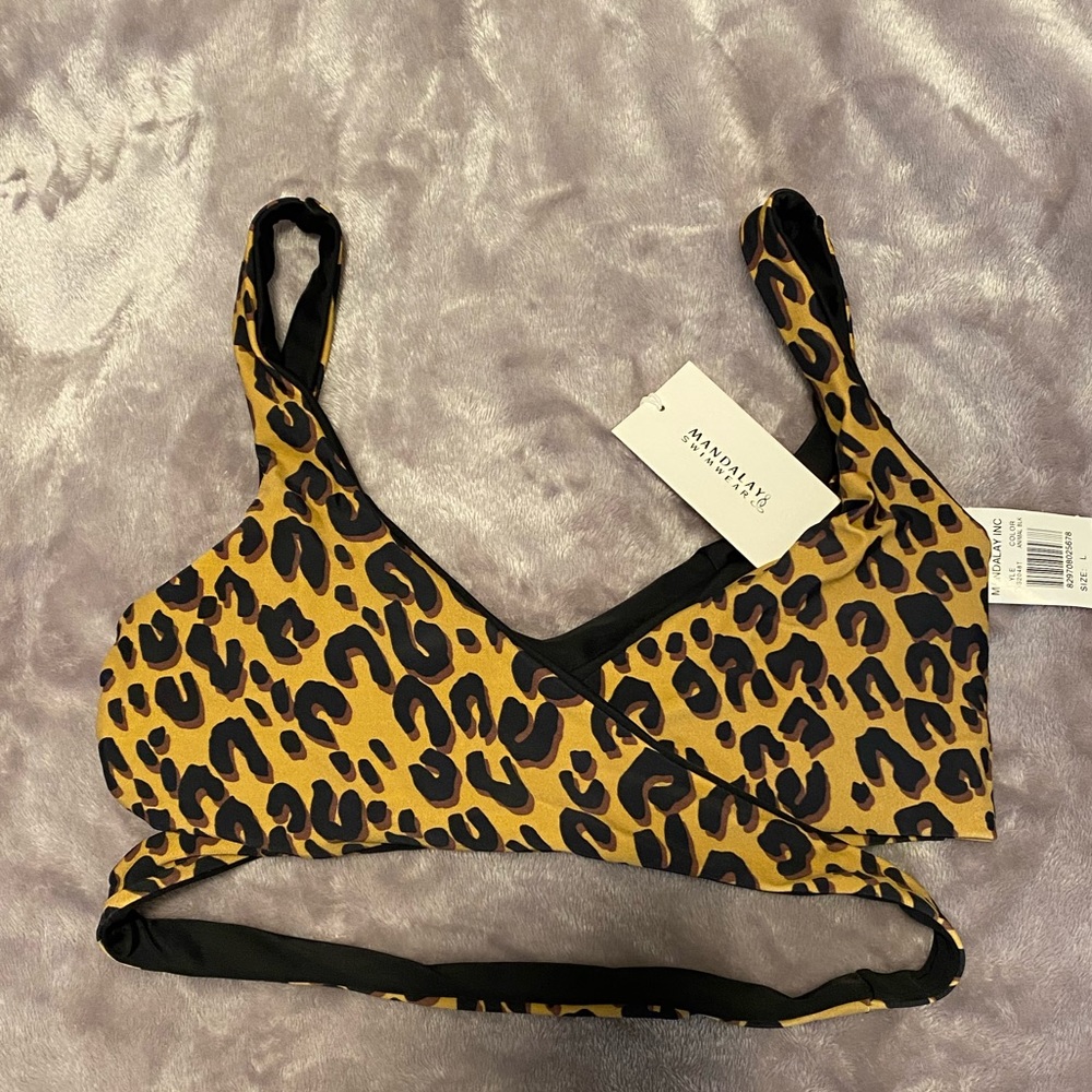 Mandalay Swimwear reversible cheetah bikini top